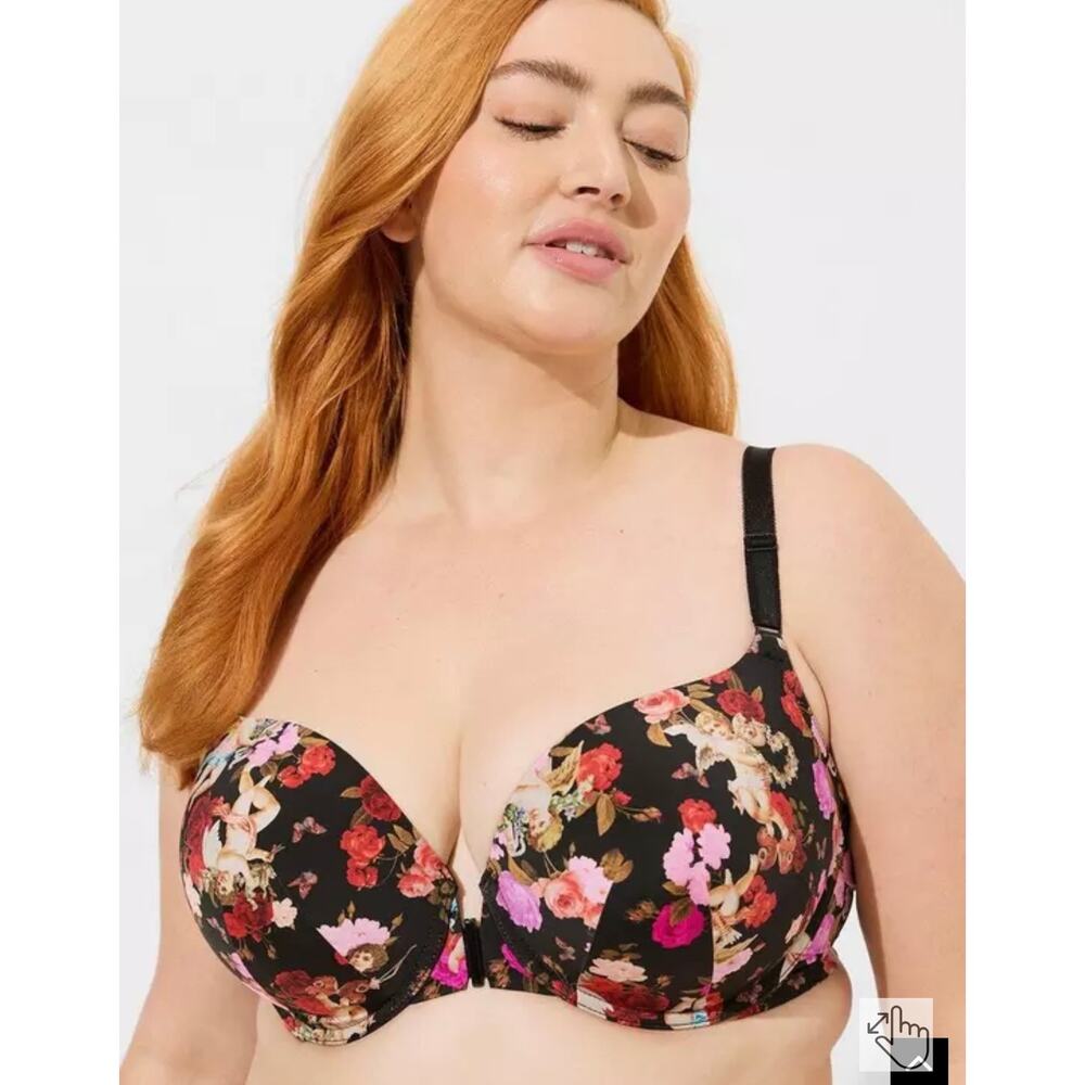 Torrid Perfect T-Shirt Push-Up Front-Close Bra Cupids Chapel Rich Black